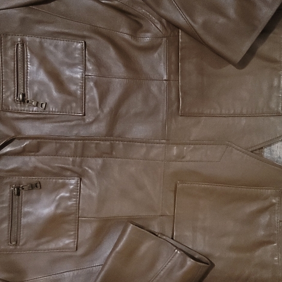 Stunning like new brown 100% real leather jacket women's size 12 Bianca Nygard - Picture 3 of 8
